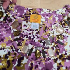 Ruby Rd Woman 1X Wonder Fall Embellished French Script 3/4 Sleeve Top